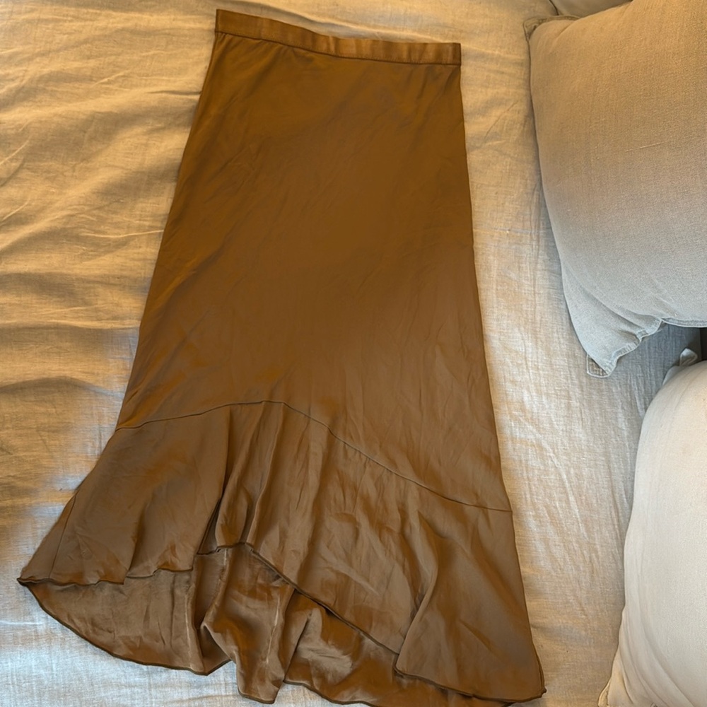 Free People Intimately Midi Silky Slip Skirt Brown Size S NWT